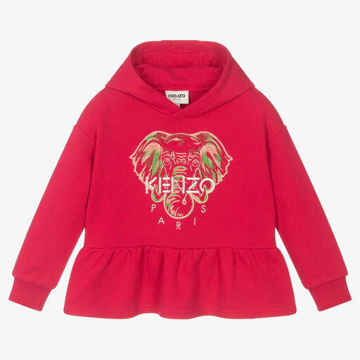 KENZO KIDS-سويتشيرت قطن جيرسي لون زهري داكن للبنات | Childrensalon Outlet