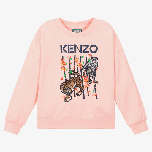 KENZO KIDS-سويتشيرت قطن لون زهري للبنات | Childrensalon Outlet