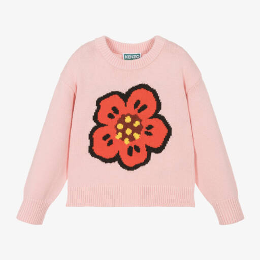 KENZO KIDS-Girls Pink Floral Knit Jumper | Childrensalon Outlet