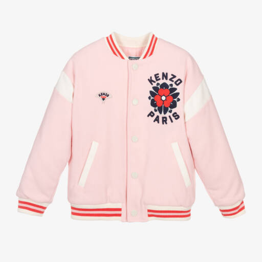 KENZO KIDS-Girls Pink Floral Wool Bomber | Childrensalon Outlet