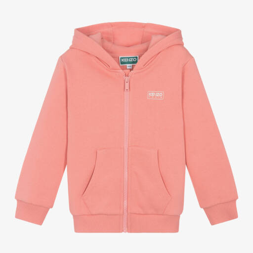 KENZO KIDS-Girls Pink Hooded Zip-Up Sweatshirt | Childrensalon Outlet