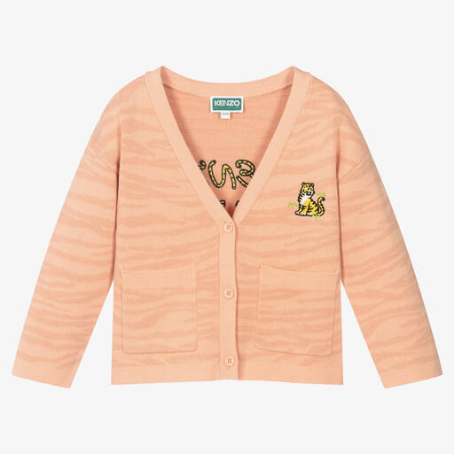 KENZO KIDS-Girls Pink KOTORA Tiger Stripes Cardigan | Childrensalon Outlet