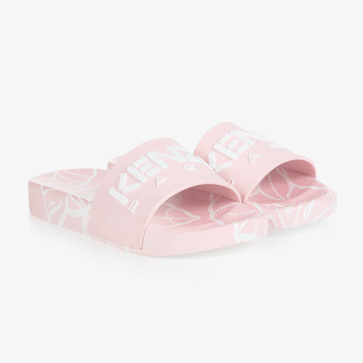 KENZO KIDS-Girls Pink Logo Sliders | Childrensalon Outlet