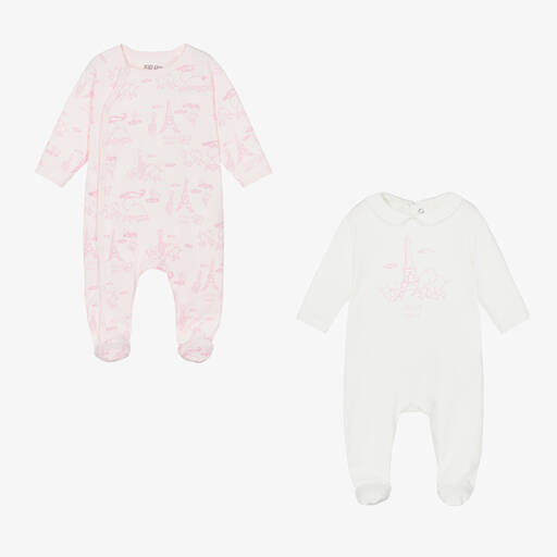 KENZO KIDS-Розовые комбинезоны из органического хлопка (2шт.) | Childrensalon Outlet