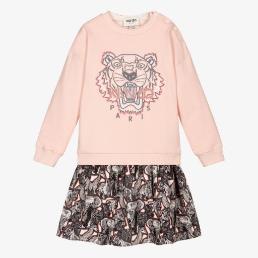 KENZO KIDS-Girls Pink Tiger Dress Set | Childrensalon Outlet