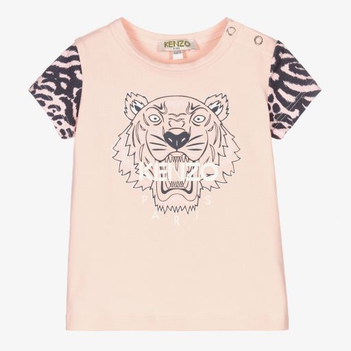 KENZO KIDS-Girls Pink Tiger Logo T-Shirt | Childrensalon Outlet