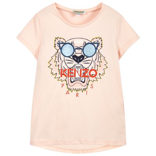 KENZO KIDS-تيشيرت "النمر" قطن لون زهري للبنات | Childrensalon Outlet