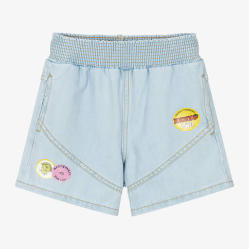 KENZO KIDS-Игривые синие хлопковые шорты для девочек | Childrensalon Outlet