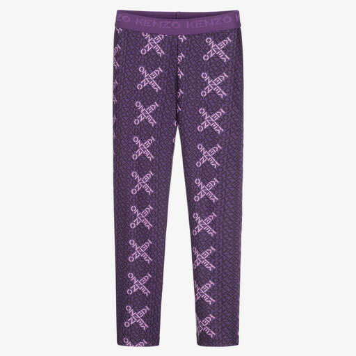 KENZO KIDS-Girls Purple Logo Leggings | Childrensalon Outlet