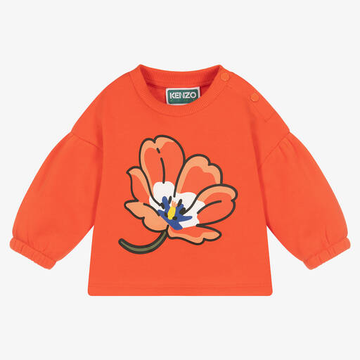 KENZO KIDS-Girls Red Cotton Boke Flower Sweatshirt | Childrensalon Outlet
