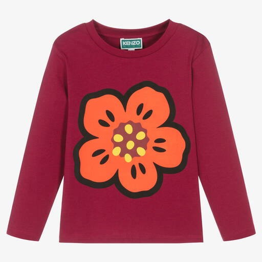 KENZO KIDS-Красная хлопковая футболка с цветком | Childrensalon Outlet