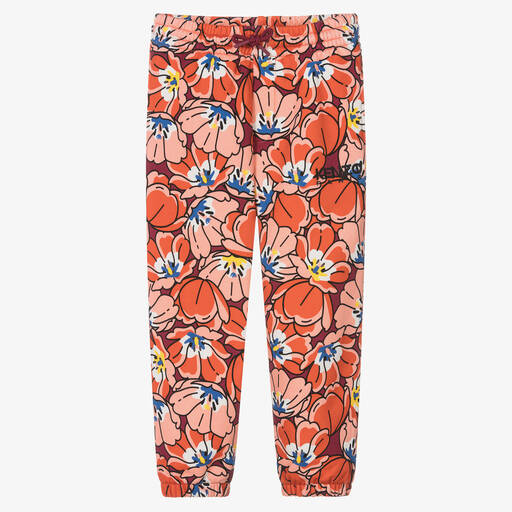 KENZO KIDS-Girls Red Cotton Floral Joggers | Childrensalon Outlet