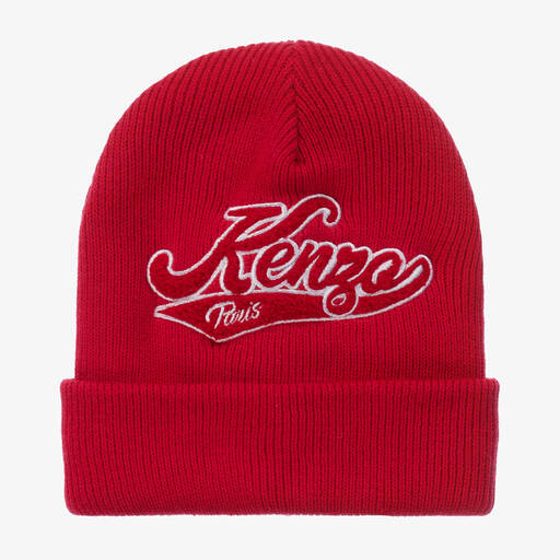 KENZO KIDS-Rote Baumwollstrick-Beanie | Childrensalon Outlet