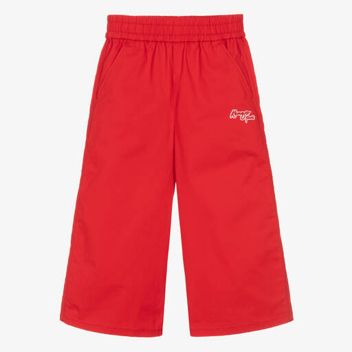 KENZO KIDS-Girls Red Dragon Cotton Trousers | Childrensalon Outlet