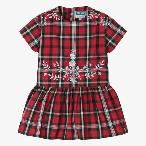 KENZO KIDS-Платье в красно-зеленую клетку для девочек | Childrensalon Outlet