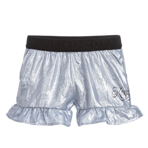 KENZO KIDS-Girls Silver Logo Shorts | Childrensalon Outlet