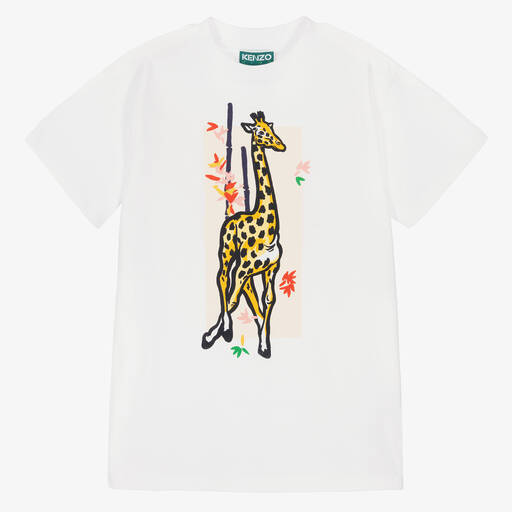 KENZO KIDS-Girls White Cotton Graphic Dress | Childrensalon Outlet