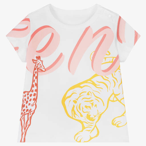 KENZO KIDS-Girls White Cotton Logo T-Shirt | Childrensalon Outlet