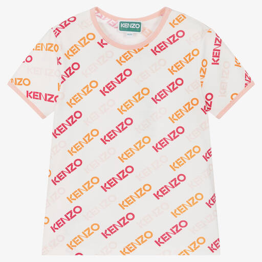 KENZO KIDS-Girls White Cotton Piqué Logo T-Shirt | Childrensalon Outlet
