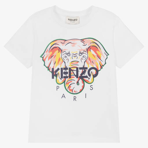 KENZO KIDS-Girls White Elephant Logo T-Shirt | Childrensalon Outlet