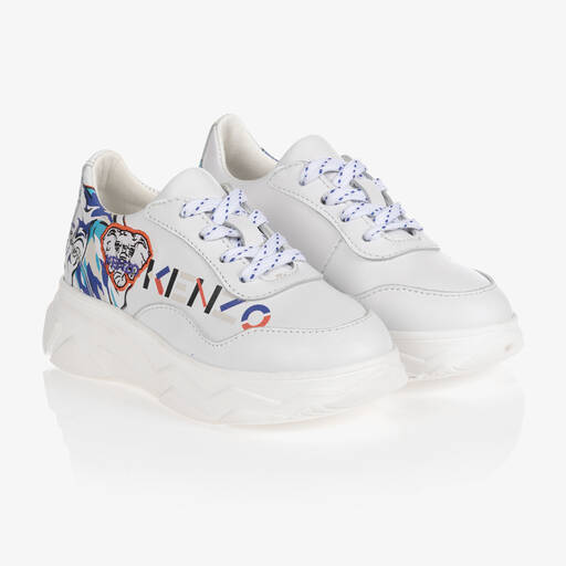 KENZO KIDS-Girls White Leather Trainers | Childrensalon Outlet