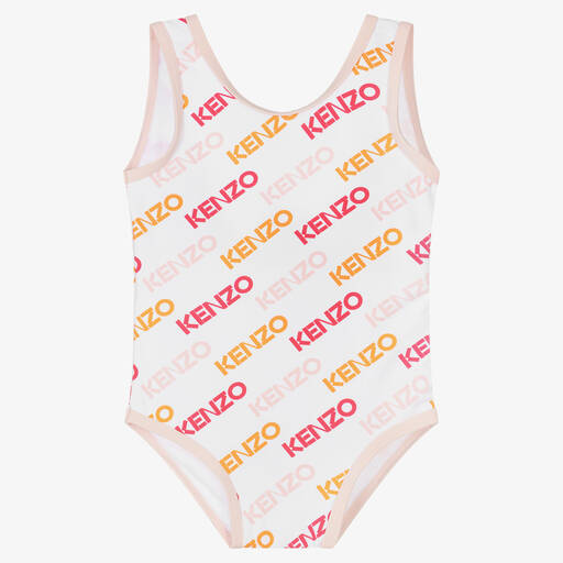KENZO KIDS-Girls White Logo Swimsuit | Childrensalon Outlet