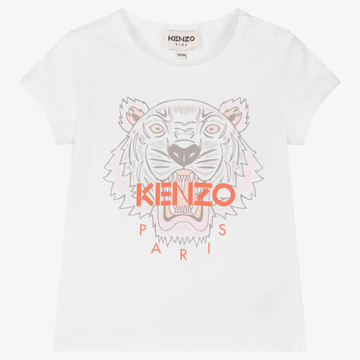 KENZO KIDS-Weißes Biobaumwoll-Tiger-T-Shirt | Childrensalon Outlet