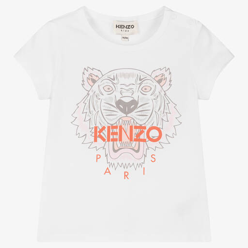 KENZO KIDS-تيشيرت قطن عضوي لون أبيض للبنات | Childrensalon Outlet