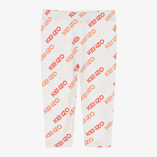 KENZO KIDS-Girls White & Pink Cotton Leggings | Childrensalon Outlet