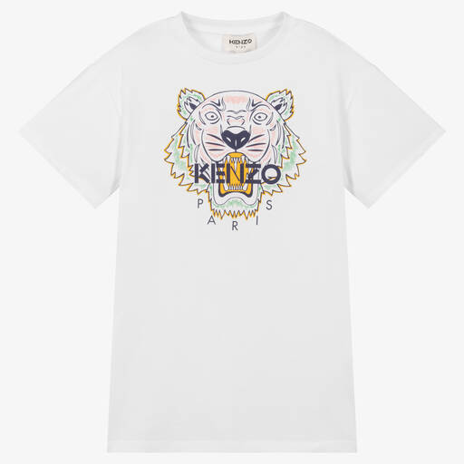 KENZO KIDS-Girls White Tiger Organic Cotton Dress | Childrensalon Outlet