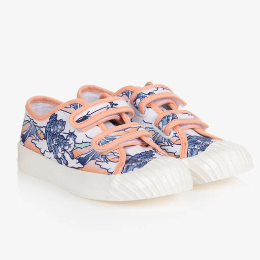 KENZO KIDS-Girls White Velcro Canvas Trainers | Childrensalon Outlet