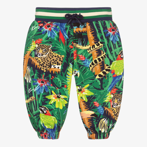 KENZO KIDS-Green Cotton Topical Joggers | Childrensalon Outlet