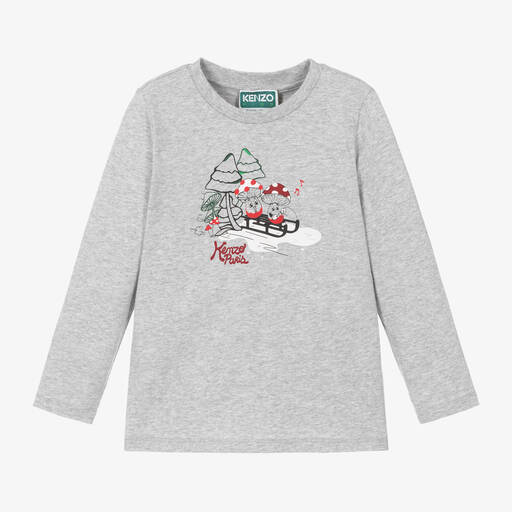 KENZO KIDS-توب قطن لون رمادي | Childrensalon Outlet