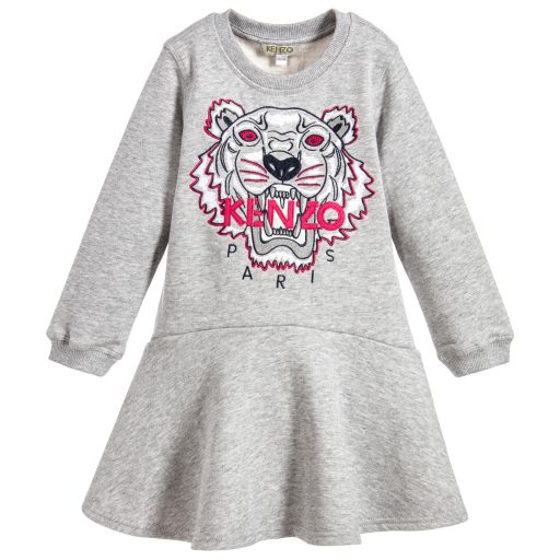 KENZO KIDS-Grey Tiger Sweatshirt Dress | Childrensalon Outlet
