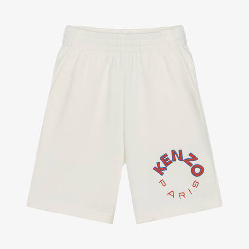 KENZO KIDS-Ivory Cotton Jersey Shorts | Childrensalon Outlet