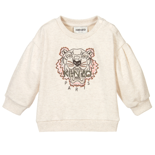 KENZO KIDS-Ivory Cotton Tiger Sweatshirt | Childrensalon Outlet