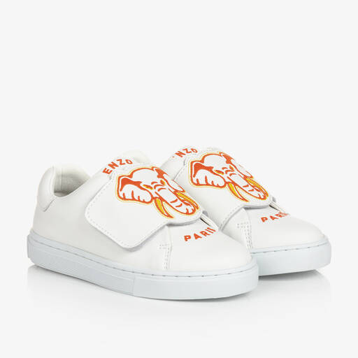 KENZO KIDS-Ivory Leather Elephant Trainers | Childrensalon Outlet