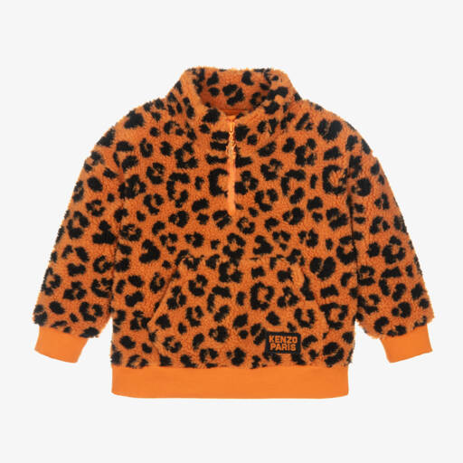 KENZO KIDS-توب بسحاب بنقشة الفهد لون برتقالي | Childrensalon Outlet