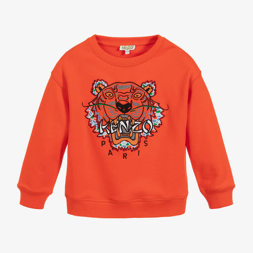 KENZO KIDS-Orange Cotton Tiger Sweatshirt | Childrensalon Outlet