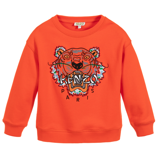KENZO KIDS-Orange Cotton Tiger Sweatshirt | Childrensalon Outlet