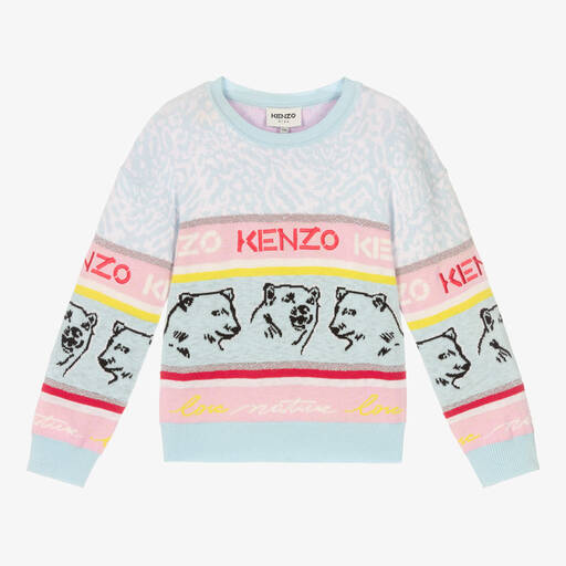 KENZO KIDS-Pale Blue Bear Logo Sweater | Childrensalon Outlet
