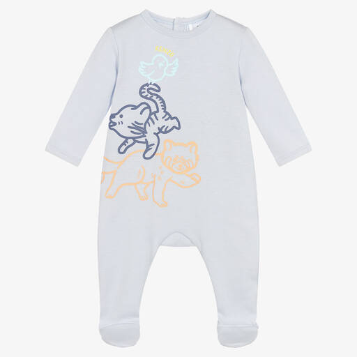 KENZO KIDS-Pale Blue Cotton Tiger Babygrow | Childrensalon Outlet