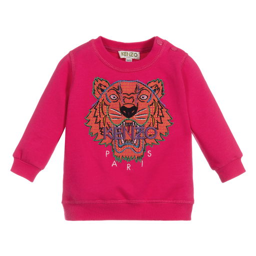 KENZO KIDS-Pinkes Baumwoll-Sweatshirt mit Tiger | Childrensalon Outlet