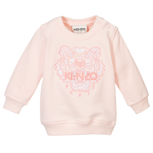 KENZO KIDS-Pink Cotton Tiger Sweatshirt | Childrensalon Outlet