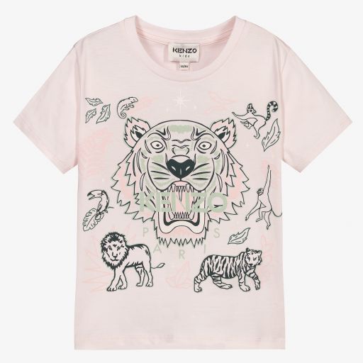KENZO KIDS-Rosa Baumwoll-Tiger-T-Shirt | Childrensalon Outlet