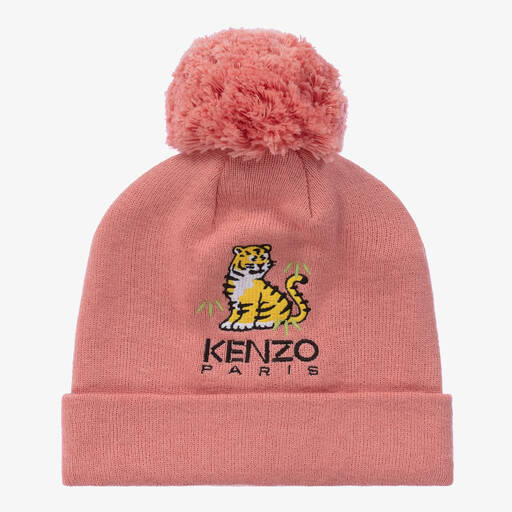 KENZO KIDS-Pink KOTORA Tiger Cotton & Cashmere Hat | Childrensalon Outlet