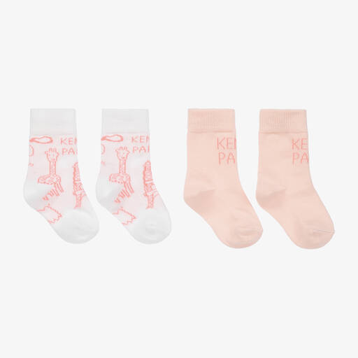 KENZO KIDS-Pink Logo Baby Socks (2 Pack) | Childrensalon Outlet
