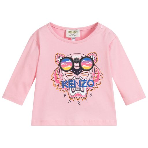 KENZO KIDS-Pink Organic Cotton Tiger Top | Childrensalon Outlet