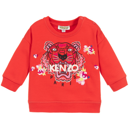 KENZO KIDS-Red Cotton Tiger Sweatshirt | Childrensalon Outlet