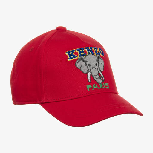 KENZO KIDS-Red Cotton Twill Elephant Cap | Childrensalon Outlet